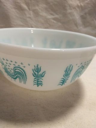 2 VINTAGE PYREX TURQUOISE AMISH BUTTERPRINT MIXING NESTING BOWLS 402 AND 403 4