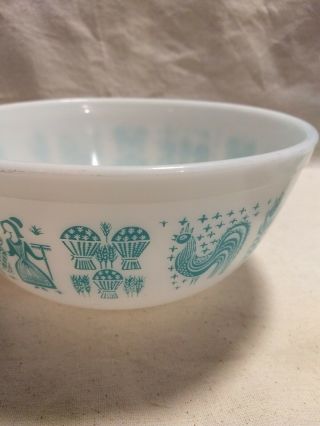2 VINTAGE PYREX TURQUOISE AMISH BUTTERPRINT MIXING NESTING BOWLS 402 AND 403 5