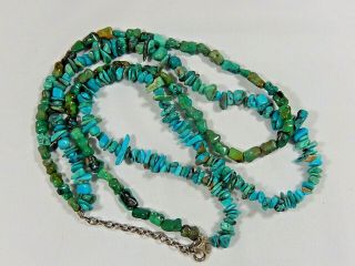 Vtg Barse 925 Sterling Silver 2 Strand Green And Blue Turquoise 22 " Necklace