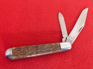 Vintage Queen City Usa Rogers Bone 4.  5 " Two Blade Knife