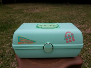 Vtg Caboodles 3 - Tier Green Makeup Storage Case Caddy With Mirror Model 2630