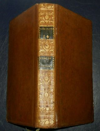 1787 Antique Book Of Voltaire Literature Tales Satires Poetry Leather