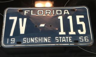 Vintage 1956 Orange County Florida License Plate 7v - 115 Boat Trailer