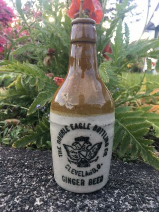 Vintage Advertising Double Eagle Bottle Ginger Beer Stone Bottle Cleveland Ohio