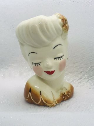 Vintage Glamour Girl Lady Head Vase " Pristine 1950 