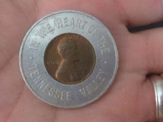 Vintage Encased Penny Bank Of Spring City Tennessee 60 Year Anniversary 1950