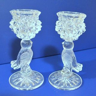 Vintage Lead Crystal Bird Candle Holders/bleikristall W Germany/set Of 2