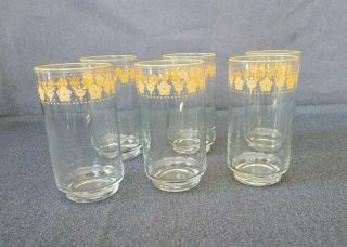 Vintage Corelle Butterfly Gold 12 Oz Glasses Tumblers 5 " Tall By Libbey Set Of 6