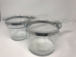 Vintage Pyrex Glass Double Boiler Set No Lid Quart 6283 Stainless C5 C10