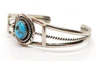 Ornate Vintage Signed N.  C.  Sterling Silver Turquoise Native American Bracelet