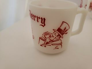 Vintage HAZEL ATLAS Tom & Jerry Milk Glass Punch Bowl,  6 Eggnog Mugs Cups Set 4