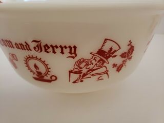 Vintage HAZEL ATLAS Tom & Jerry Milk Glass Punch Bowl,  6 Eggnog Mugs Cups Set 5