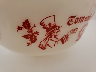 Vintage HAZEL ATLAS Tom & Jerry Milk Glass Punch Bowl,  6 Eggnog Mugs Cups Set 7