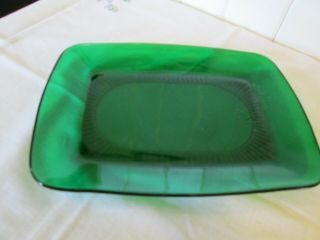 Anchor Hocking Charm Forest Green Glass Serving Tray 10 3/4 " X 7 3/4 " Vintage