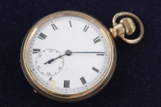 Vintage Gents Record Rolled Gold Pocket Watch Hand - Wind 15 Jewel (102g)