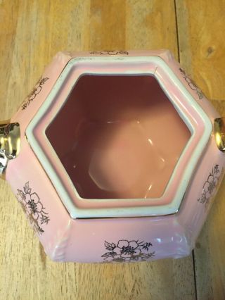 Vintage Hall Pink with Gold Accents & Trim Teapot 4
