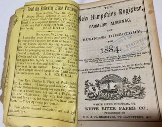 1884 Hampshire Register Business Directory Farmers Almanac Book 2
