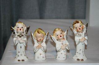 Set Of 4 Vintage Artmark Choir Boy Angel Figurines Cross Candle Praying