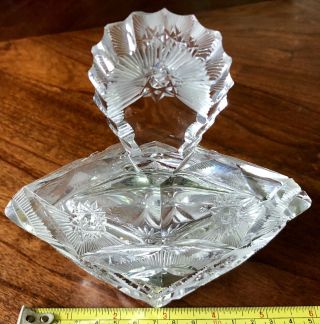 Vintage Lead Clear Cut Crystal Candy Dish Or Vanity With Lid Decorative