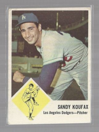 1963 Orig Fleer Baseball Card 42 Sandy Koufax Los Angeles Dodgers Hof Vtg Vg Ex