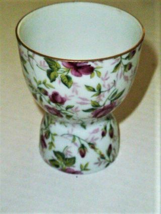 Vtg Lefton Rose Chintz Pink Flowers Double Egg Cup 1949 - 1955 (1) Cup