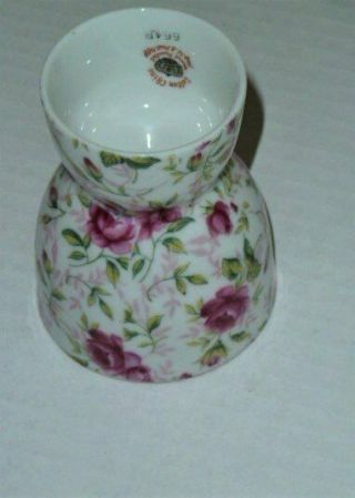 VTG LEFTON ROSE CHINTZ PINK FLOWERS DOUBLE EGG CUP 1949 - 1955 (1) CUP 2
