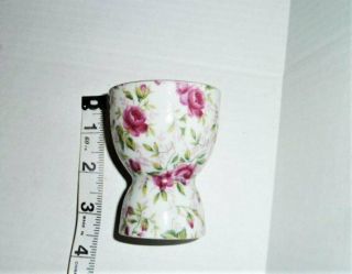 VTG LEFTON ROSE CHINTZ PINK FLOWERS DOUBLE EGG CUP 1949 - 1955 (1) CUP 3