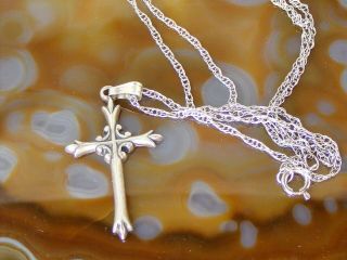 Vintage Celtic Sterling Silver 925 Cross Pendant Chain Necklace Signed H&h