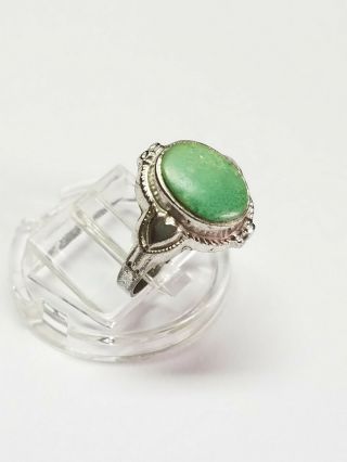 Vintage Clark And Coombs Sterling Silver Green Turquoise Stone Ring Sz 6
