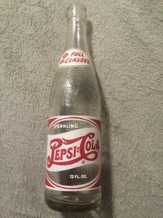 Vintage Pepsi:cola 2 Full Glasses Double Dot Soda Bottle Wichita,  Kans.  1949