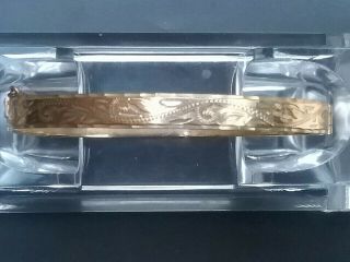 Vintage 50 Microns 9ct Rolled Gold Engraved Hinged Bangle 