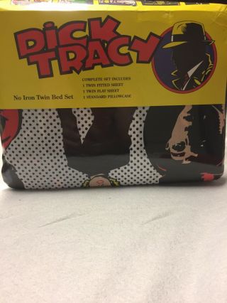 Vintage Dick Tracy Bed Twin Complete Sheet Set In Package Walt Disney