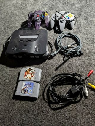 Vintage Nintendo 64 Bundle With 2 Controllers And All Cables