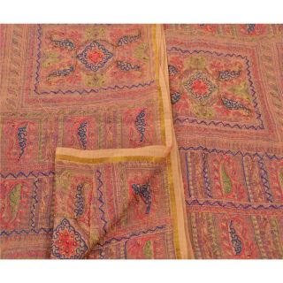 Sanskriti Vintage Saree Organza Silk Hand Beaded Woven Fabric Premium Sari