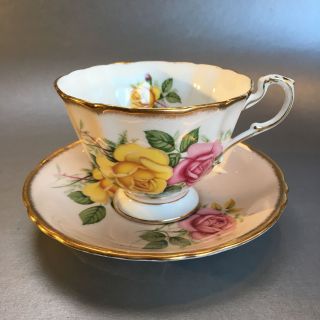Paragon Vintage Bone China Heavy Gold Floral Teacup & Saucer England Perfect