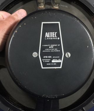 Altec 416 - 8a 15” 8 Ohm Bass Driver - Needs Re - Cone