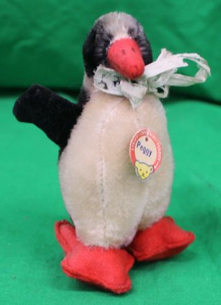 Vintage Small Steiff Peggy Penguin W/button,  Tag