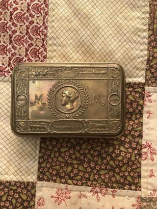 Vintage Ww1 Queen Mary Brass Christmas Tin 1914