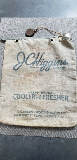 Vtg J.  C Higgins Canvas 2 Gallon Water Bag With Cap
