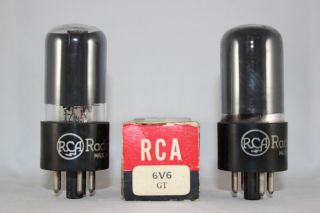 Matched Pair Rca 6v6gt Meatball Logo Black Plate Test Strong 95 Nos