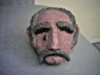 Vintage Folk Art Clay Pottery Old Man Shedding Tear Figural Head