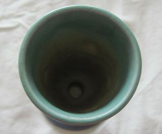 Vintage Roseville Thornapple 814 - 7 Vase Blue Green Matte Finish Label 4