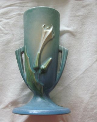 Vintage Roseville Thornapple 814 - 7 Vase Blue Green Matte Finish Label 6