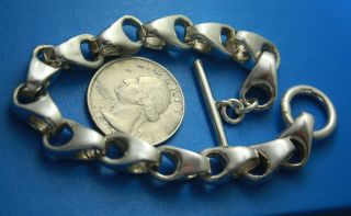 Vintage Sterling Silver 925 Chunky Chain Toggle Clasp Bracelet 7 1/4 " 42 G