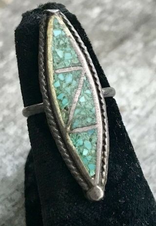 Vtg Sterling Silver Estate Ring Size 4 Native American Turquoise Statementlot 40