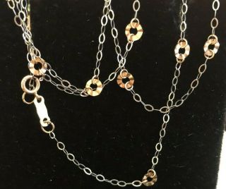 Vintage 14k Rose & White Gold Necklace Floral Station Necklace Chain Signed Eg