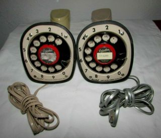 2 Vintage ERICOFON Cobra Rotary Dial Phones North Electric Yellow Tan Telephone 5