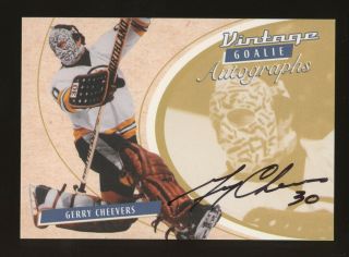 2003 In The Game Itg Vintage Goalie Gerry Cheevers Signed Auto