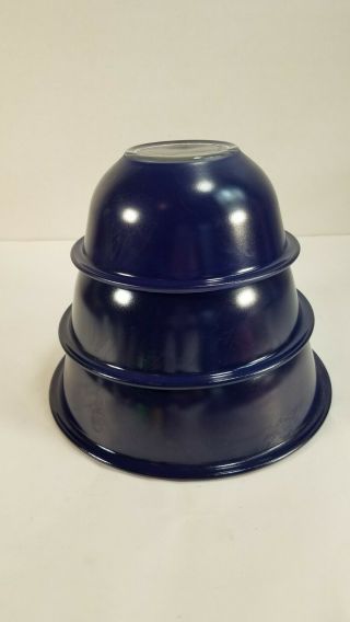 Vintage Pyrex Cobalt Blue Mixing Nesting Clear Bottom Bowls 322 323 325
