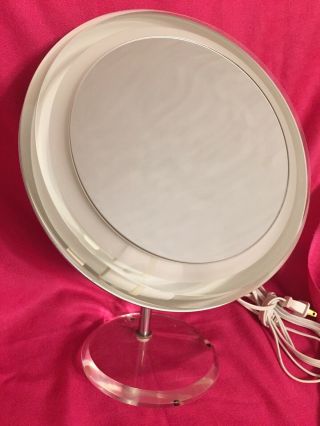 Rialto Vintage Lucite Stainless Magnifiying Vanity Make Up Light Up Mirror